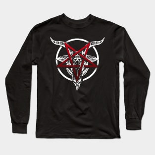 Satan Baphomet, goat and reversed pentagram star. Long Sleeve T-Shirt